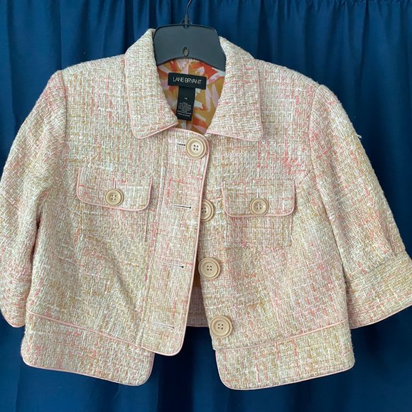 NWOT- Lane Bryant Salmon light peach tweed coat- lined - Picture 6 of 8